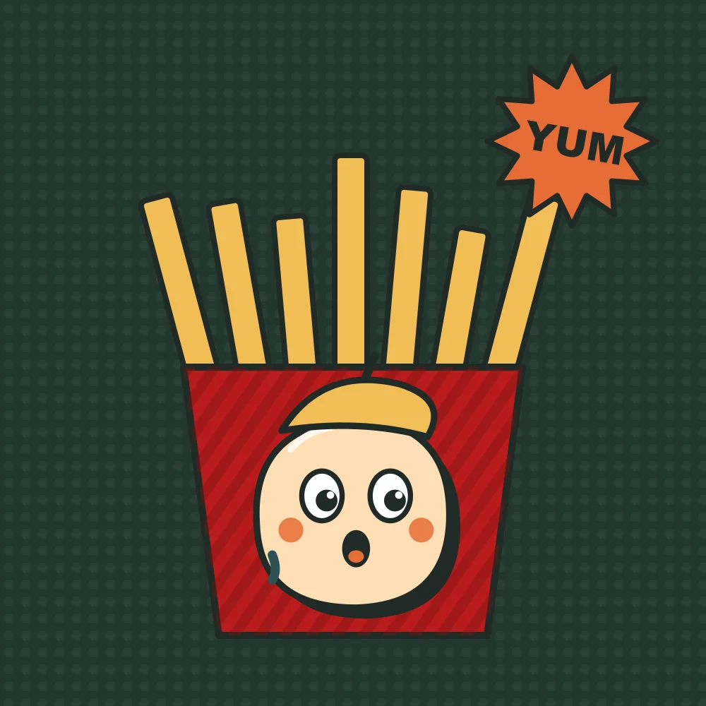 Neon Fries: A first pass at the 'Neon snacks' theme from Curate round 1.